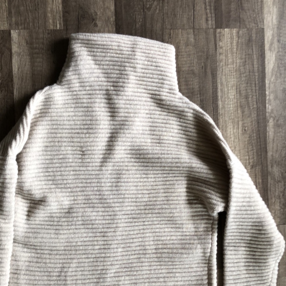 Turtleneck Ribbed Sweater Dress in Light Beige - Picture 4 of 8